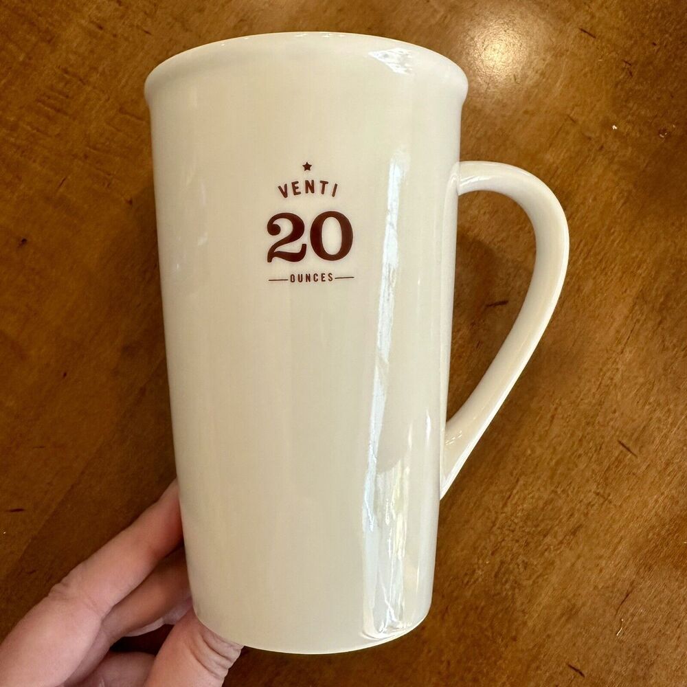 2010 Starbucks Venti 20 oz White Tall Ceramic Coffee Latte Tea Mug Cup